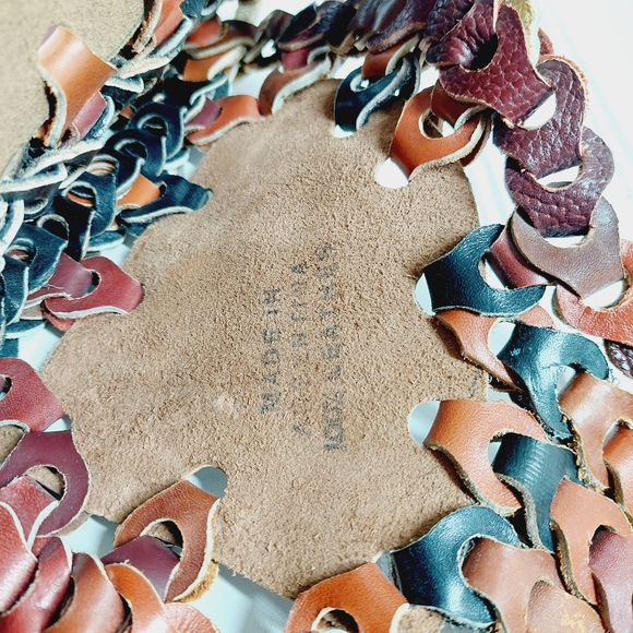 Vintage Leather Patch Stitch High Details Boho Shoulder Hand Bag 0390 - Picture 9 of 10